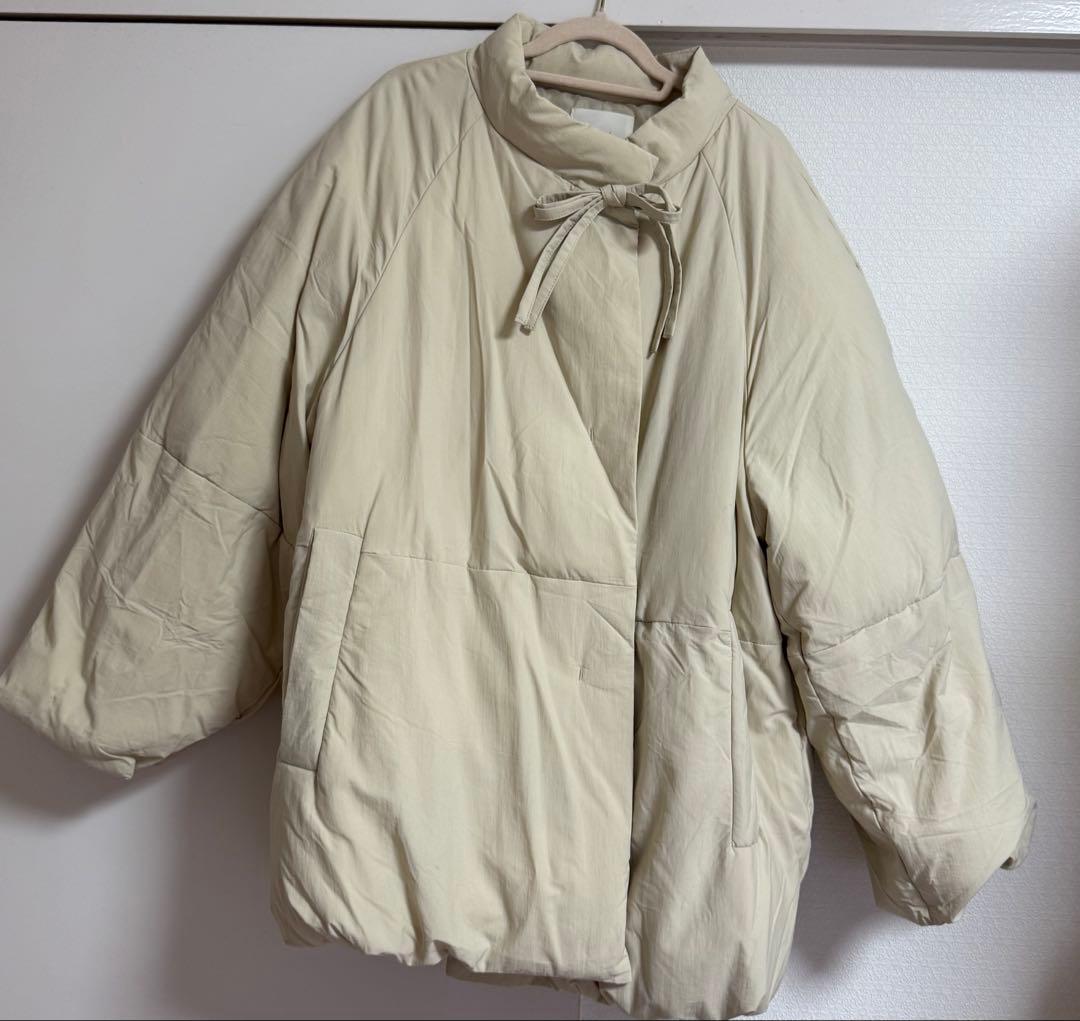 hinari 中綿リボンミドルコート ベージュ S - メルカリ