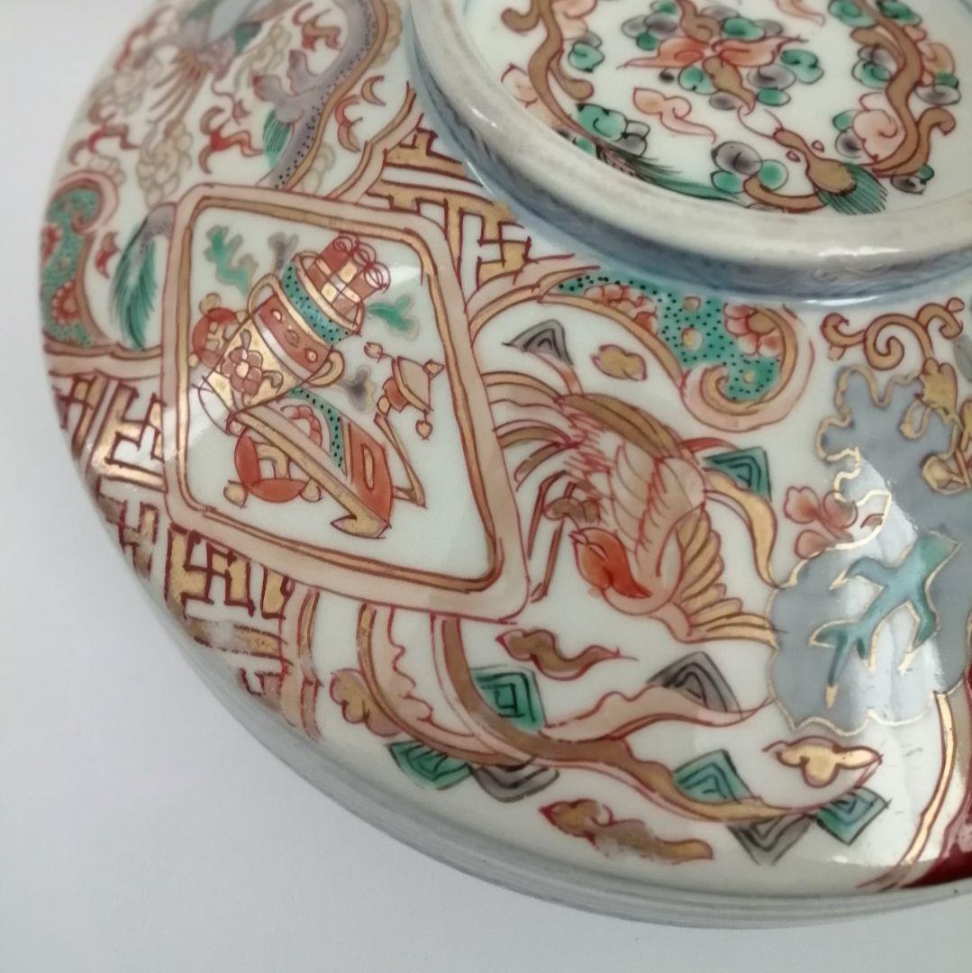 古伊万里 蓋物 色絵金彩 鳳凰と龍の図 食籠 - メルカリ