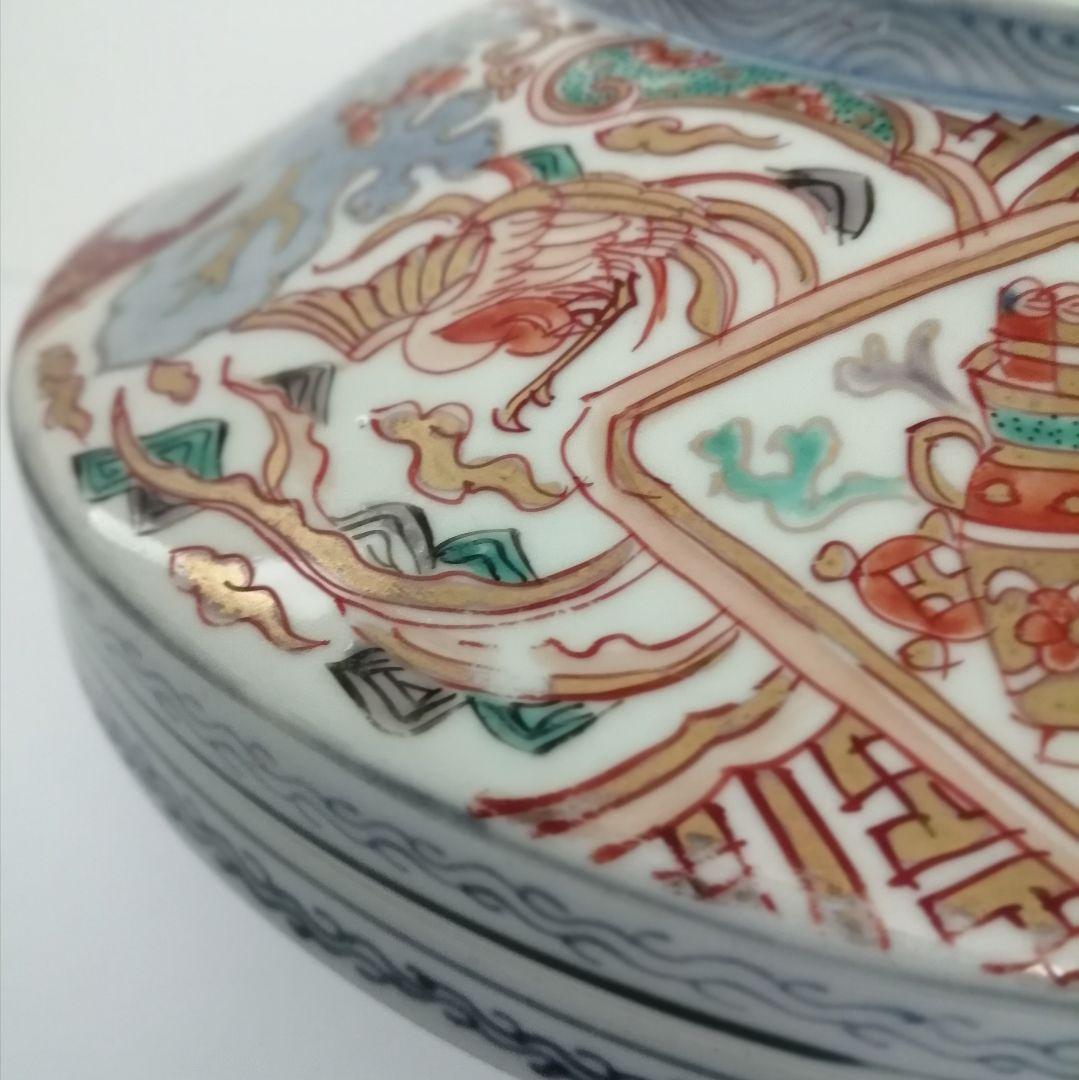 古伊万里 蓋物 色絵金彩 鳳凰と龍の図 食籠 - メルカリ