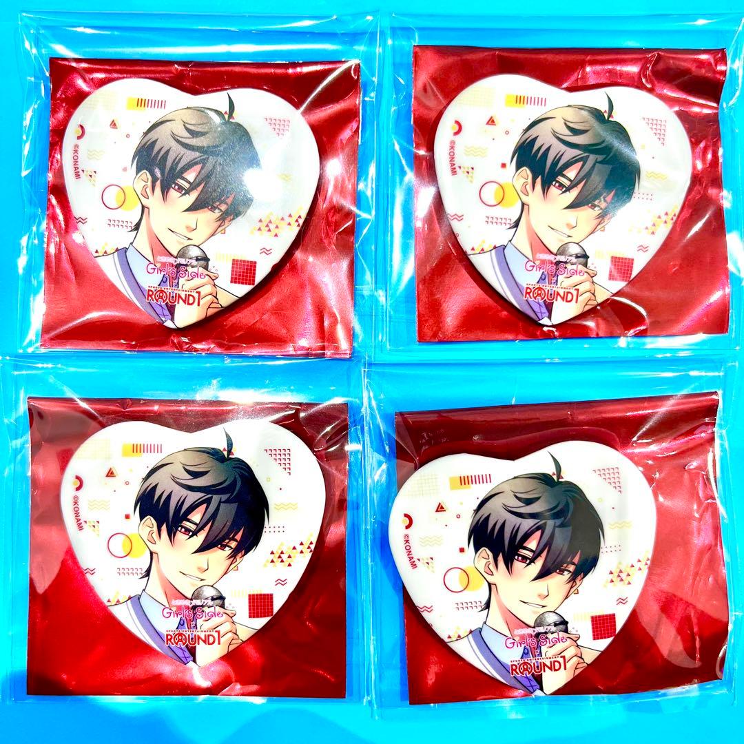ときメモ GS ラウンドワン ラウワン ハート型 缶バッジ 5点セット 風真