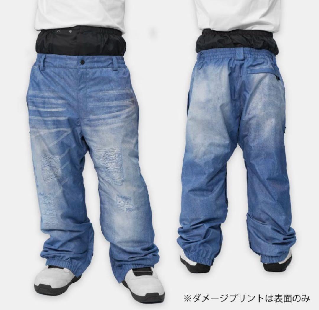 スノーボードウェアパンツデニム風プリント 楽天市場】スキーウェア パンツ メンズ スノボ ウェア デニム風
