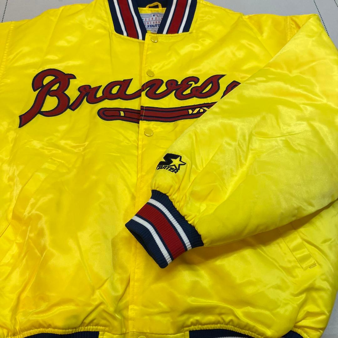 MLB アトランタ　ブレーブス スターター　L スタジャン 90s USA製 STARTER “MLB DIAMOND COLLECTION” ATLANTA BRAVES サテン