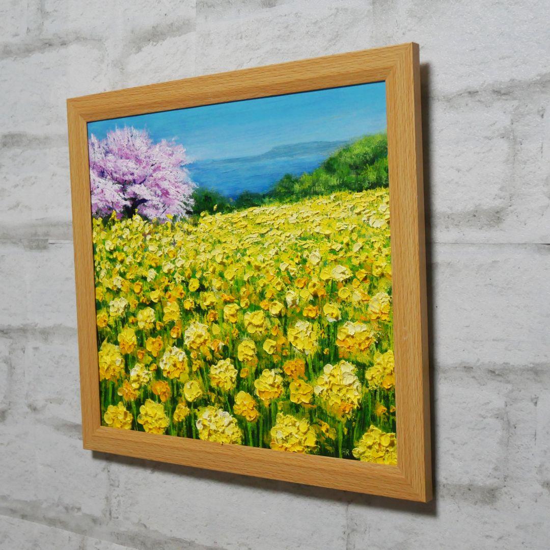 油絵 油彩 油彩画 絵 絵画【桜と菜の花咲く】 - メルカリ