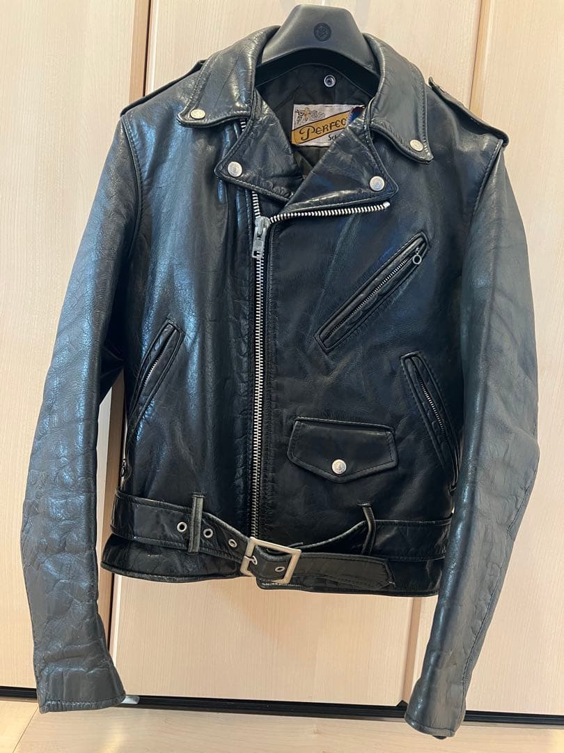 US製 Schott ライダースジャケット ダブル 36サイズ 訳あり Schott N.Y.C（ショット） Schott 618US Perfecto STEERHIDE DOUBLE
