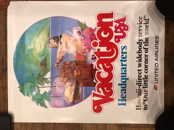 ハワイ　ポスター　ヴィンテージ  ユナイテッドエアライン 楽天市場】ハワイ フラ Hawaii ユナイテッド航空 A3 サイズ ポスター