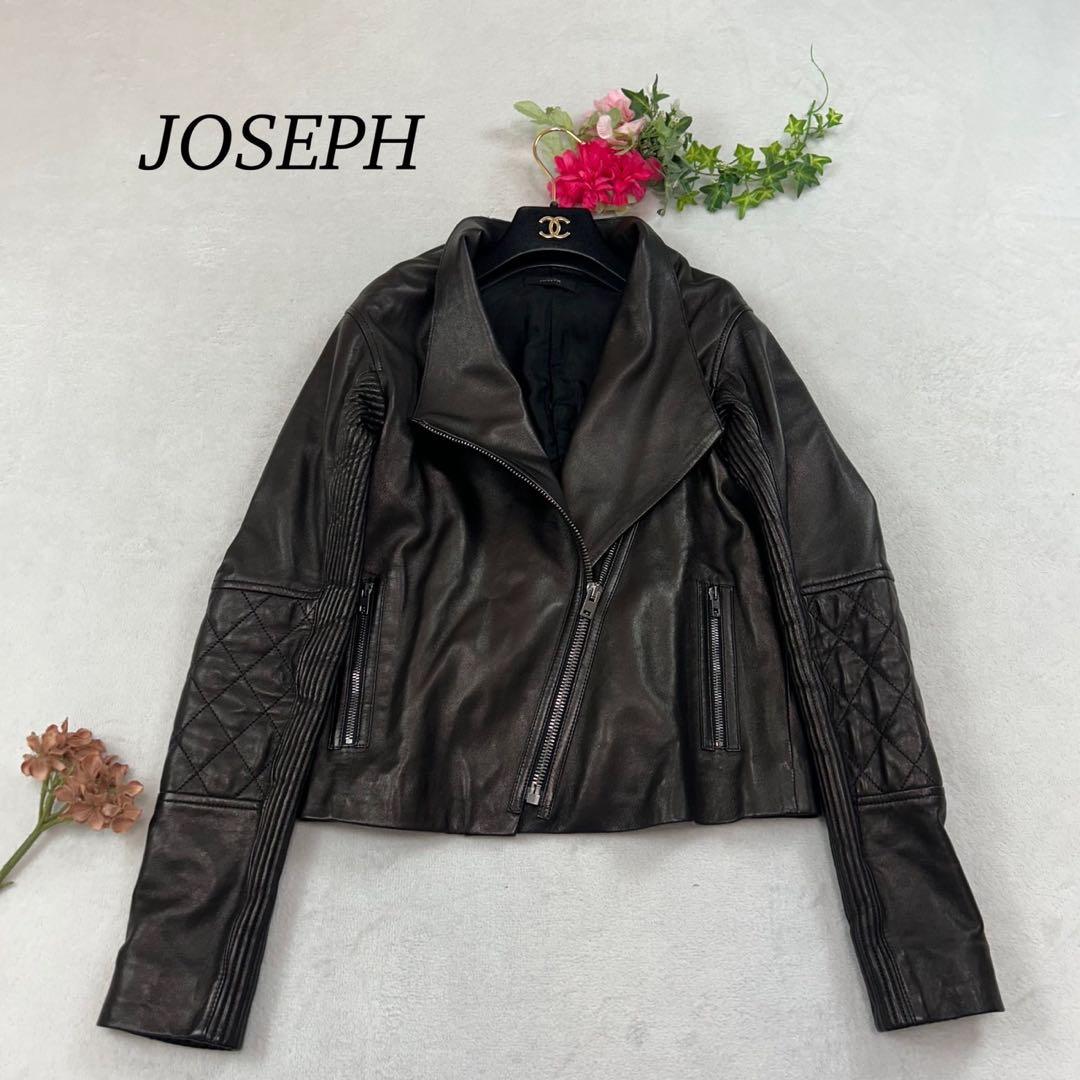 K822 M ジョゼフ ラムレザー レザージャケット ブラウン レディース