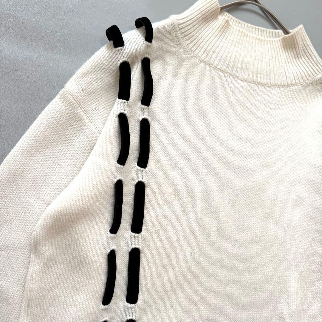 ADEAM カシミヤ100% ニットプルオーバー アイボリー リボン 日本製
