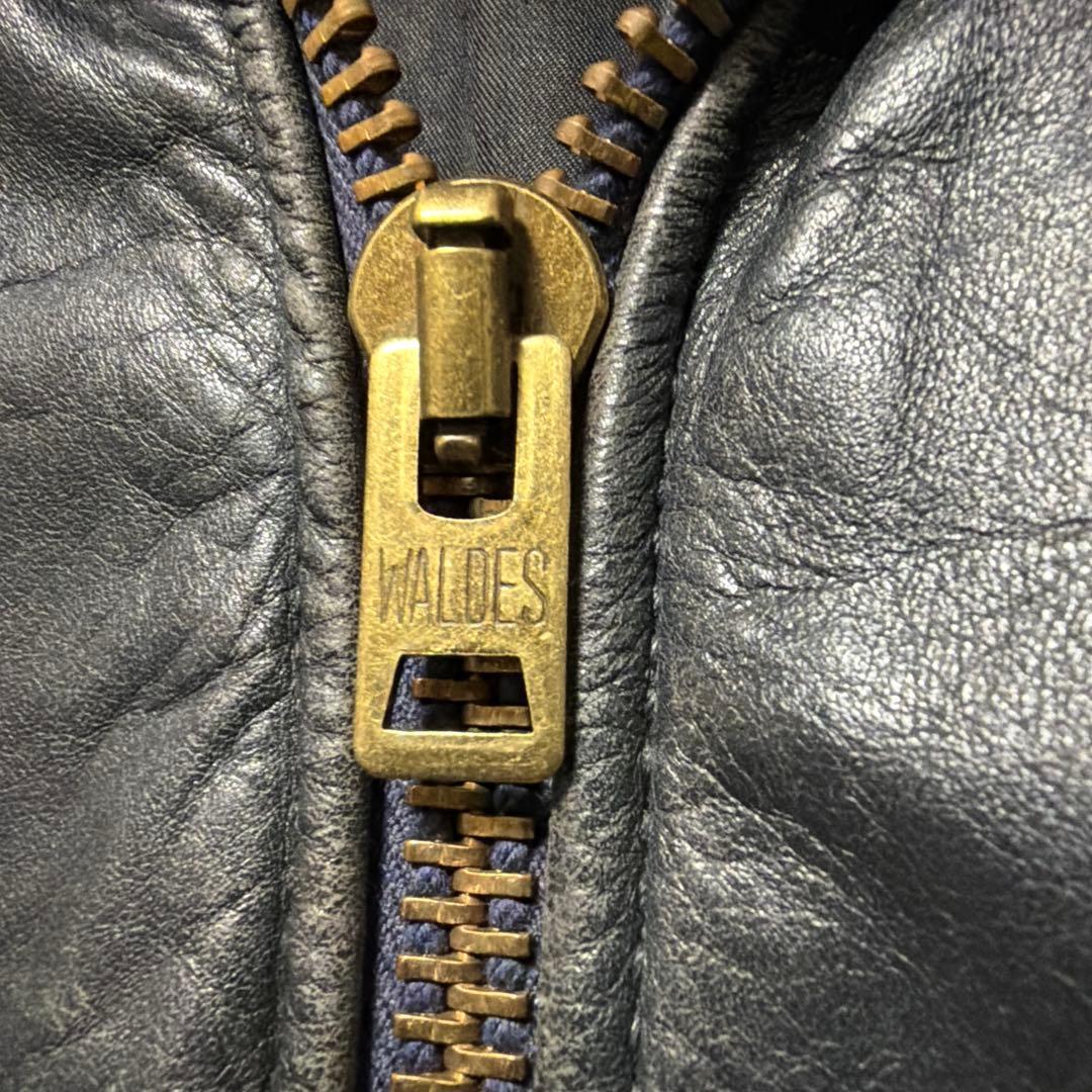 希少 70〜80s フランス軍 レザー パイロットジャケット ダークネイビー