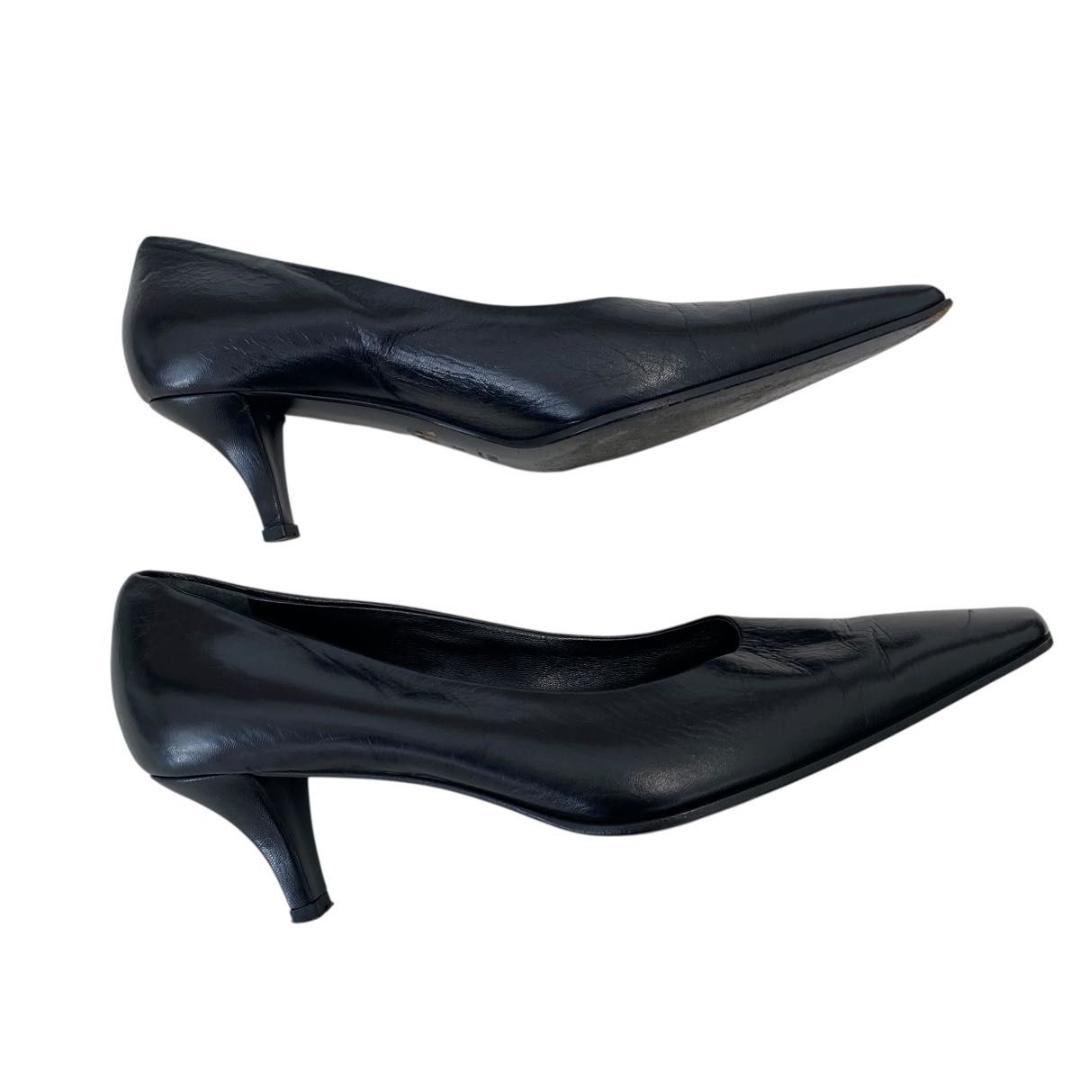 良品 プラダ パンプス ポインテッドトゥ ヒール サイズ37 24.0cm