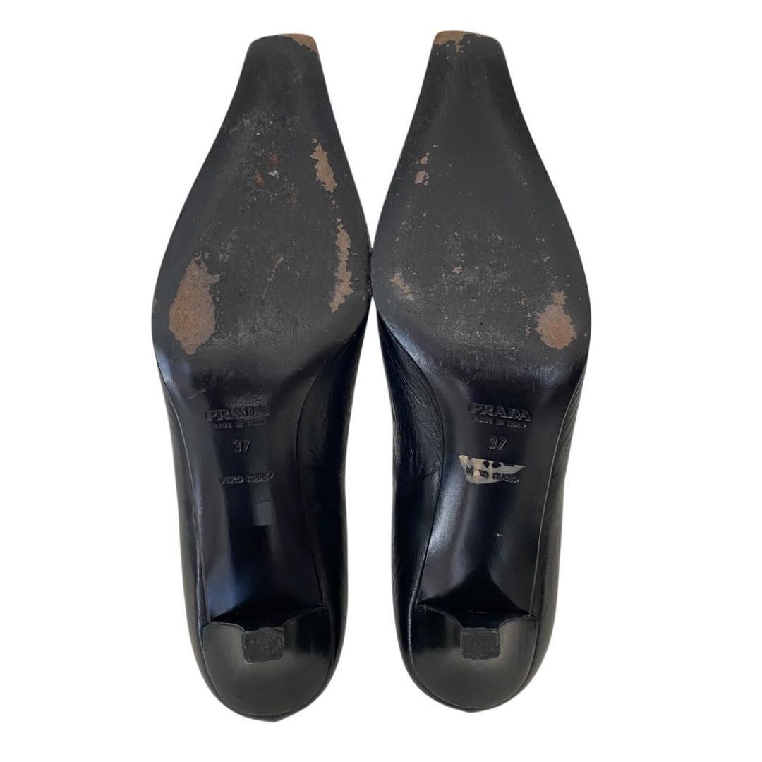 良品 プラダ パンプス ポインテッドトゥ ヒール サイズ37 24.0cm