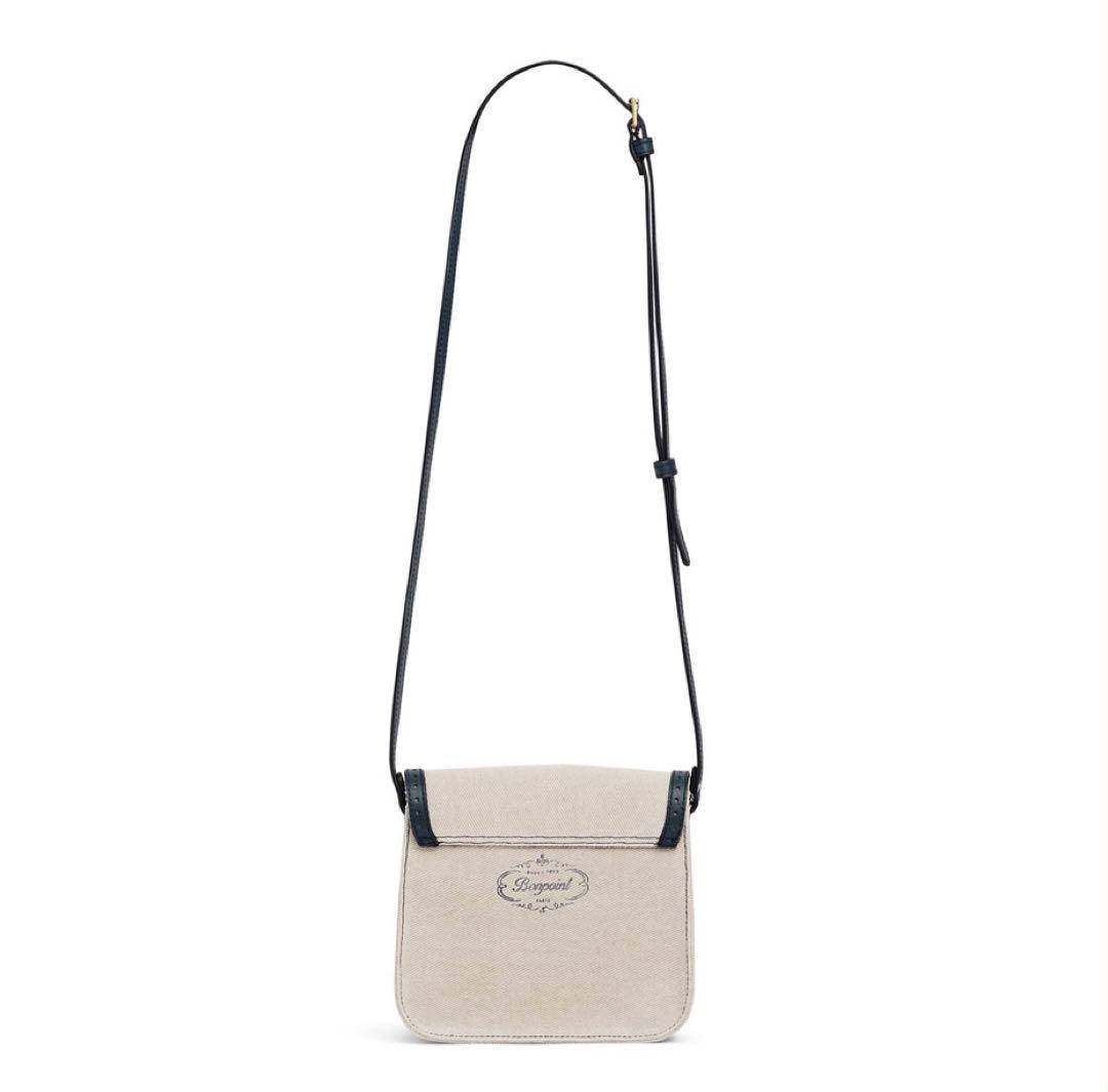 新品タグ付き ボンポワン 完売品 レザー＆コットンバッグ ネイビー