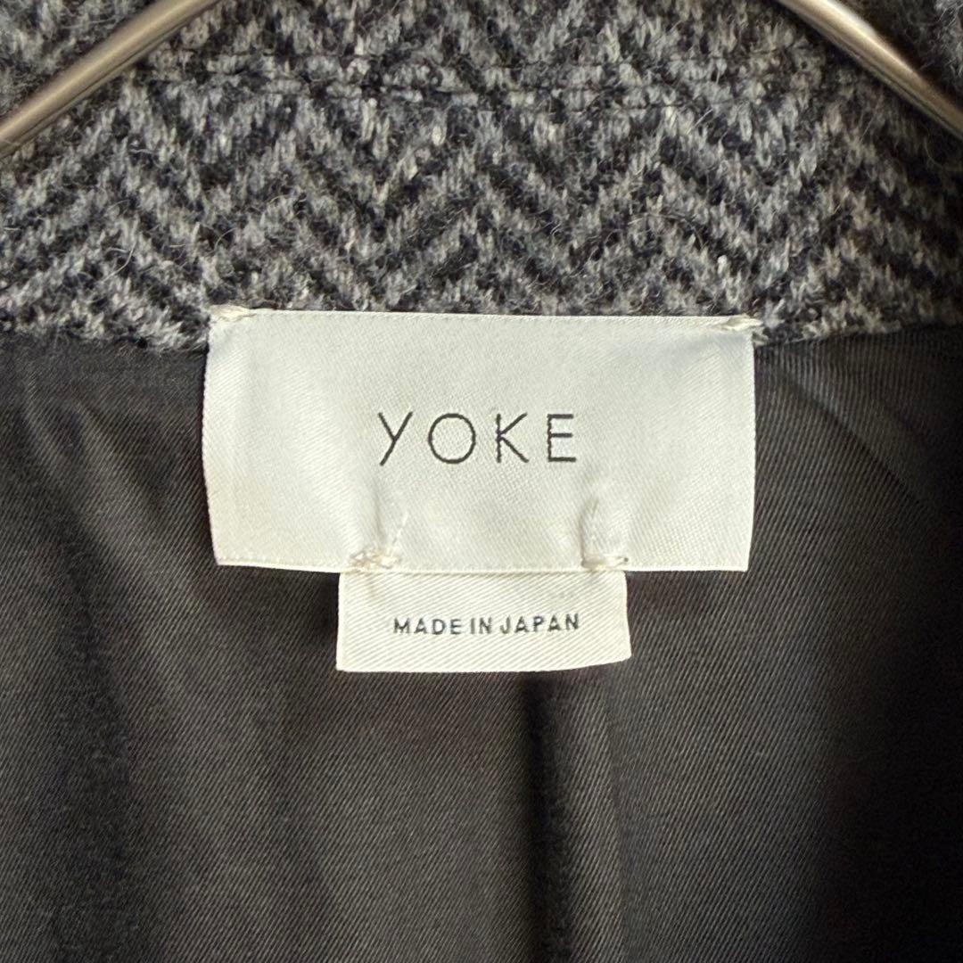 471 YOKE 19AW ダブルジャカード バルカラー ロングコート 黒系 - メルカリ