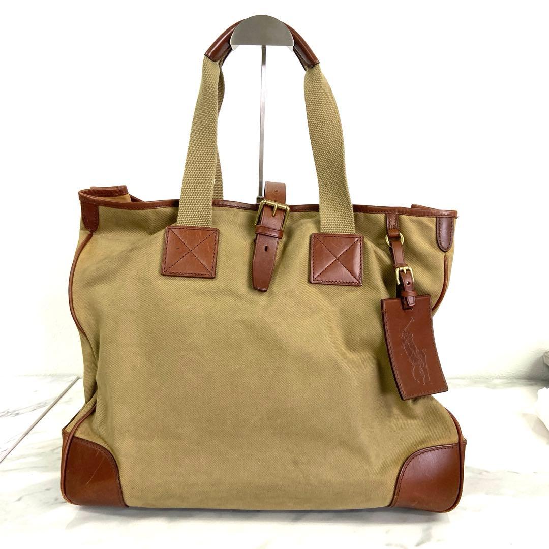 。ラルフローレン キャンバストートバッグ　大きめビジネス・旅行　レザータグ POLO RALPH LAUREN（ポロ・ラルフローレン） ポロ ラルフローレン