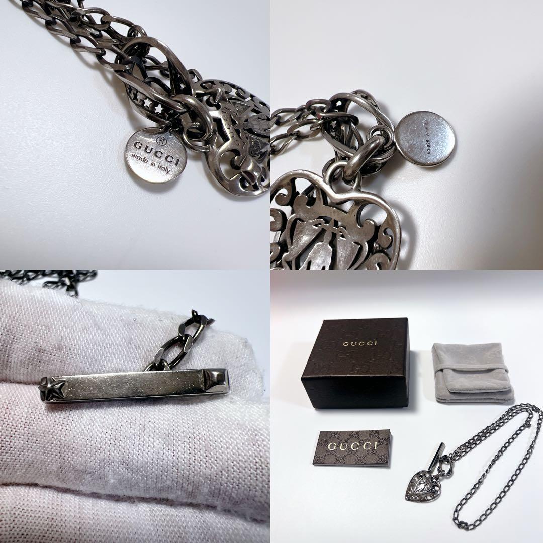 《極美品》グッチ ネックレス ハート クレスト トグル シルバー 925 紋章