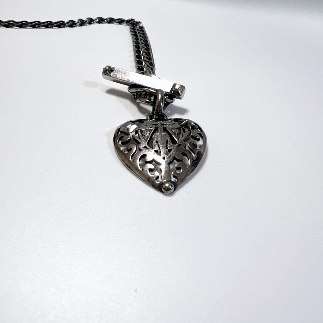 《極美品》グッチ ネックレス ハート クレスト トグル シルバー 925 紋章