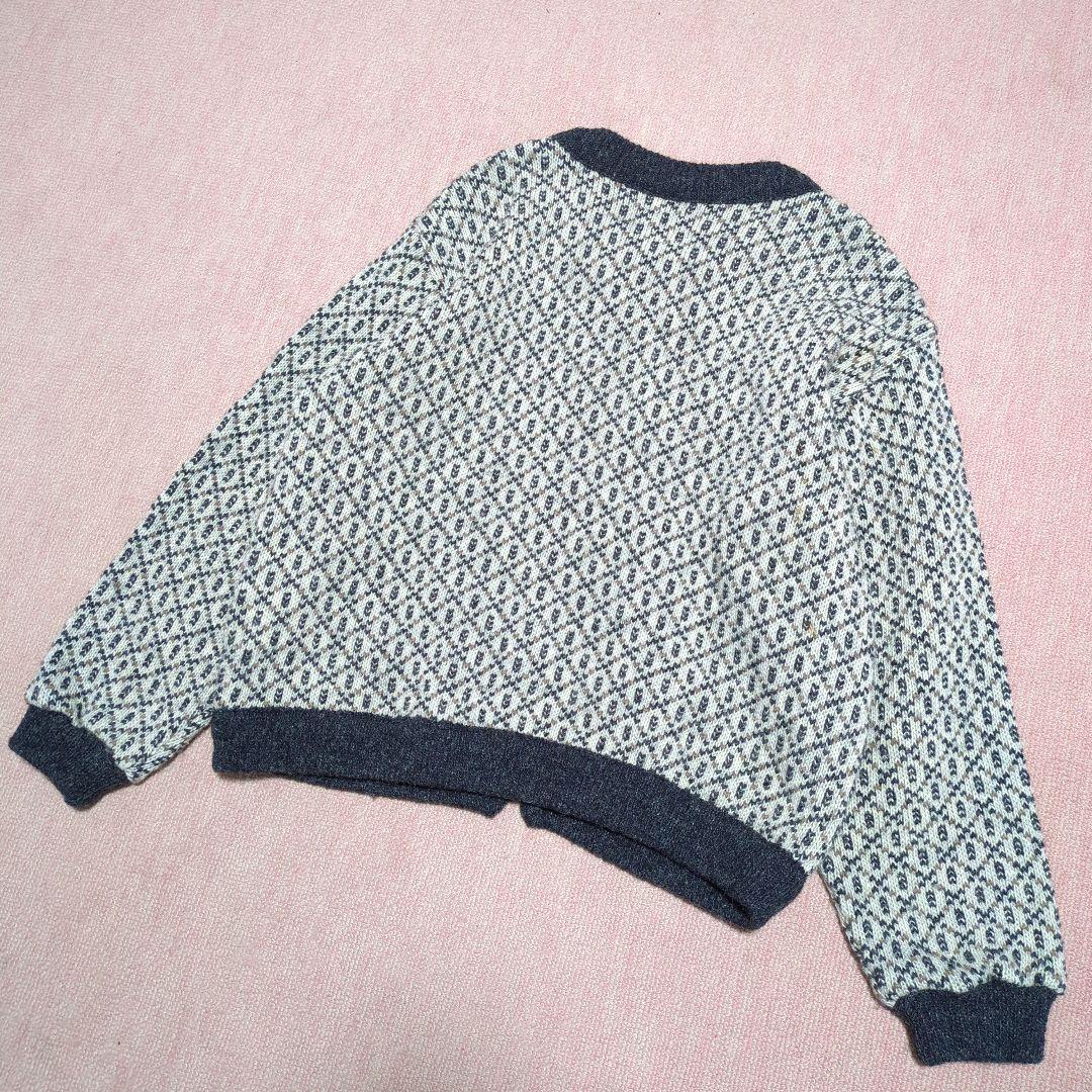 美品！L.L.Bean　80'sバーズアイニットカーディガン　ノルウェー製　S