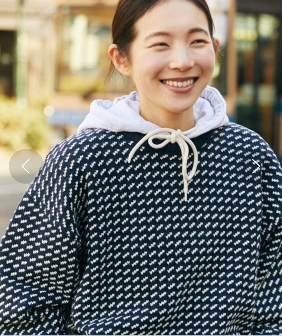 ♦︎ L.L.Bean エルエルビーン バーズアイ ニット ネイビー M