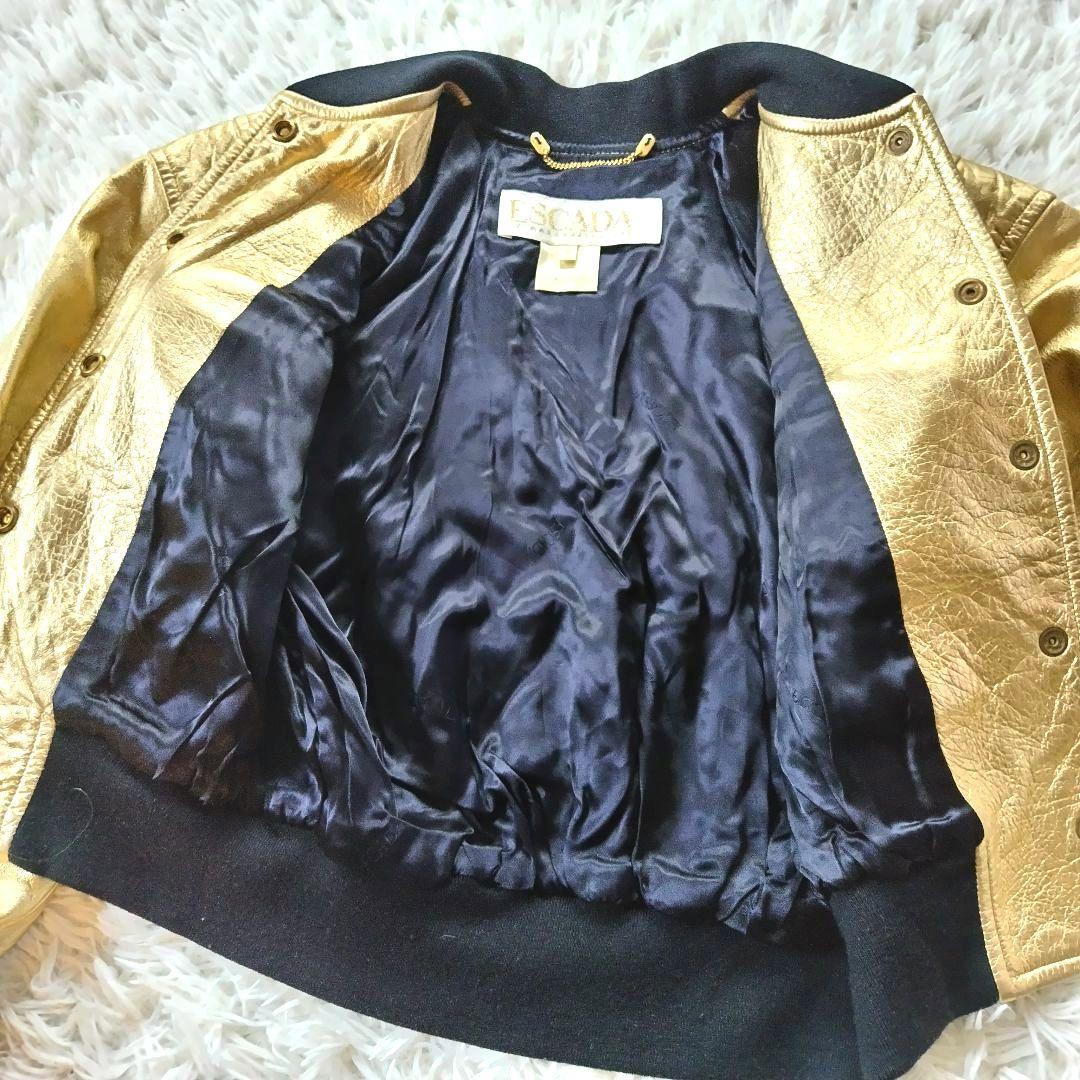 エスカーダEscada ゴールドレザー ボンバージャケット スター 38の通販