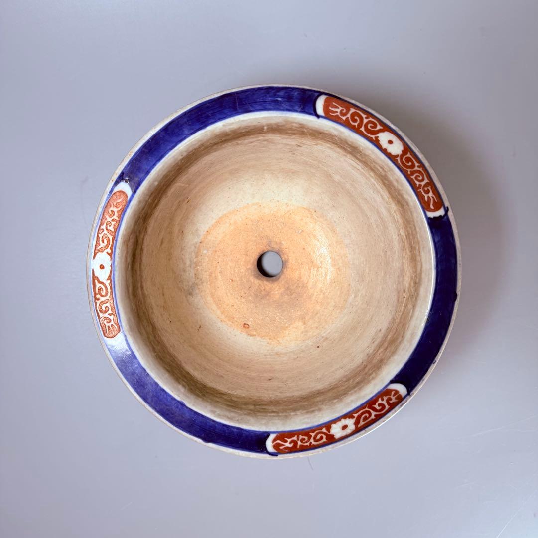 明治～大正期 輸出向 有田焼 色絵人物図 窓絵 アンティーク 植木鉢