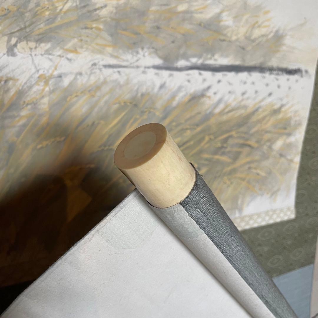 野田修一郎　掛軸　稲田　秋　共箱付き　古物　中古　23.08.26ー3