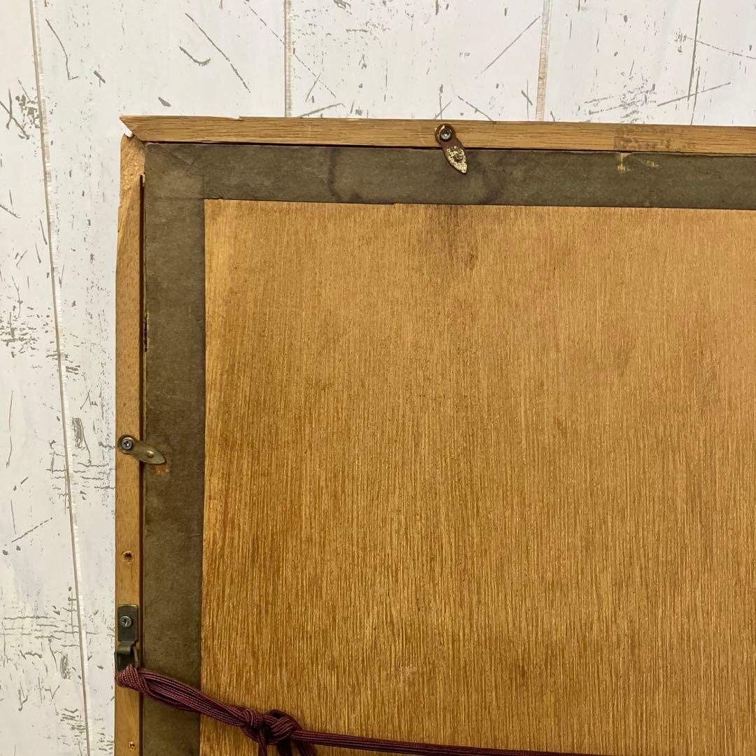 昭和レトロ 商店街街並み 風景画 油絵 油彩画 絵画 額装 木製 額縁 繁華街