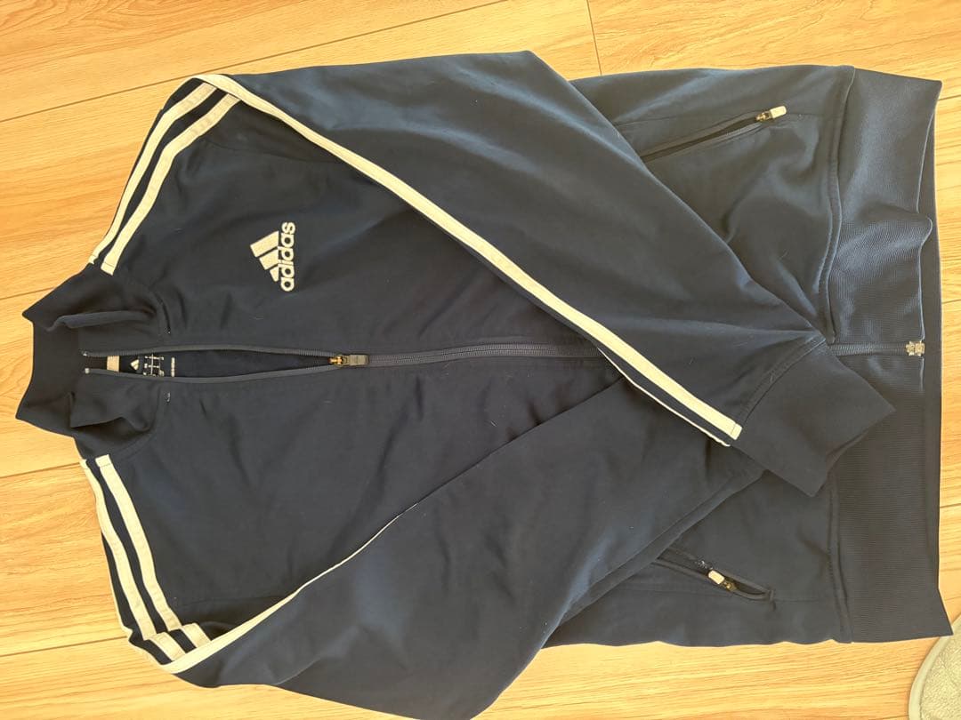 adidas ネイビー ジップアップジャージ S - トップスオンライン ショップ