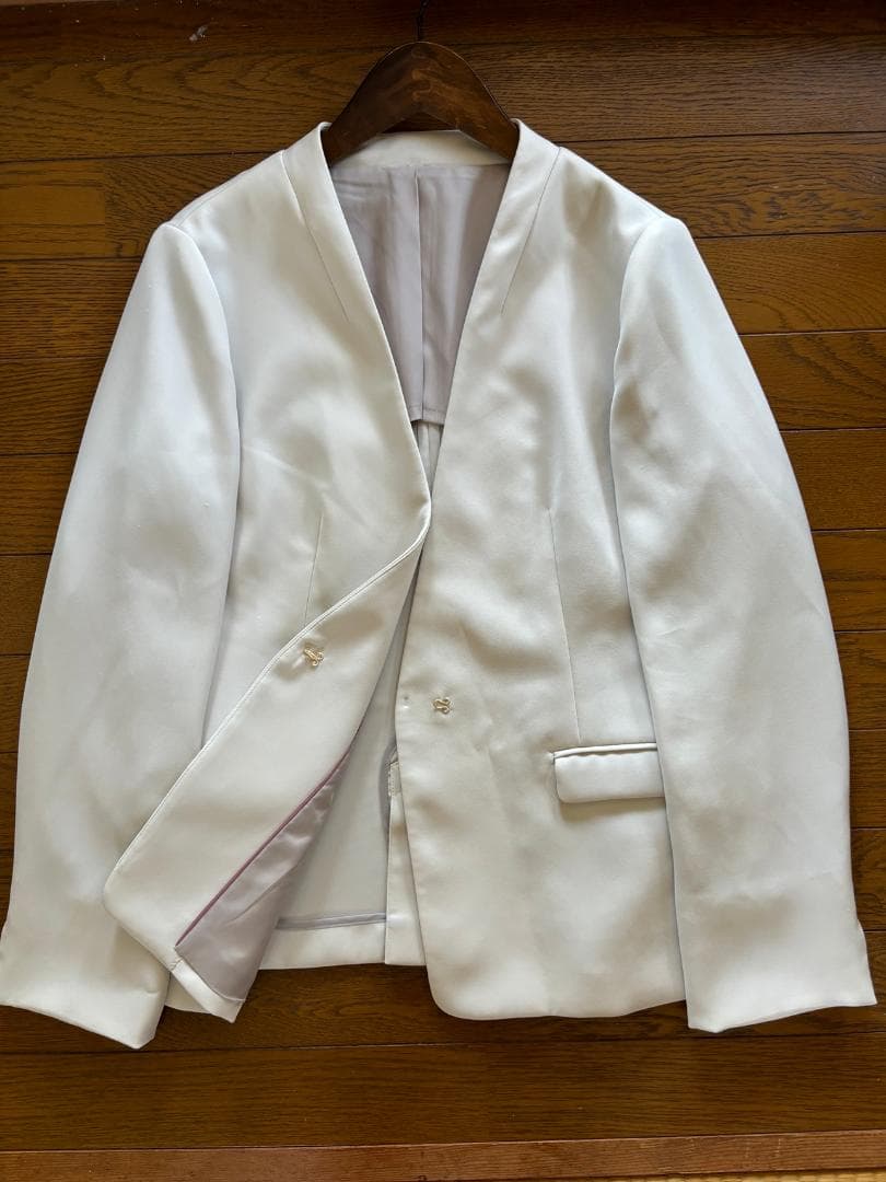 S616☆新品同様レミュー洗えるパンツスーツ ノーカラー大きいサイズ13