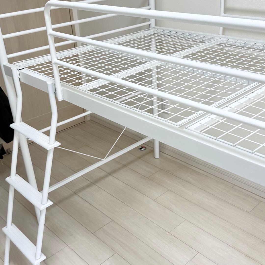 ニトリ スチールミドルベッドセパタ ロフトベッド 白 取り扱い説明書付