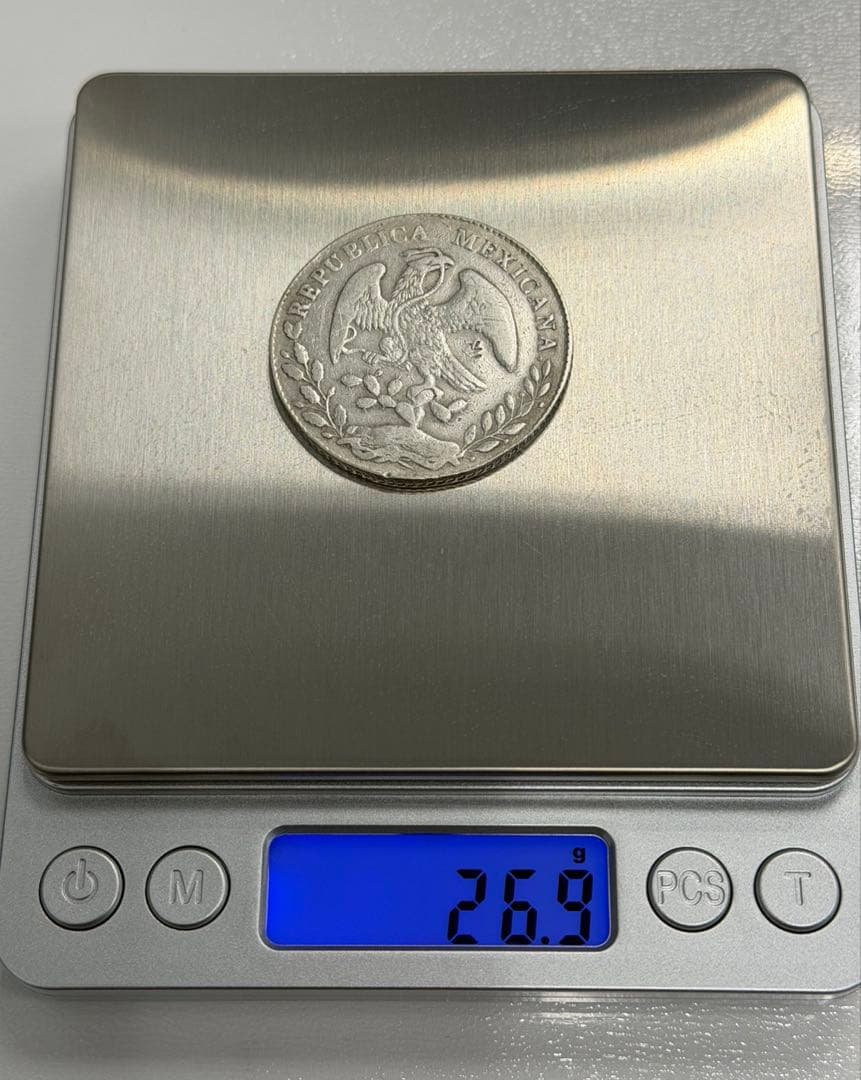 1877年- PI MMメキシコ 8レアル 自由の帽子大型銀貨 荘印あり - メルカリ