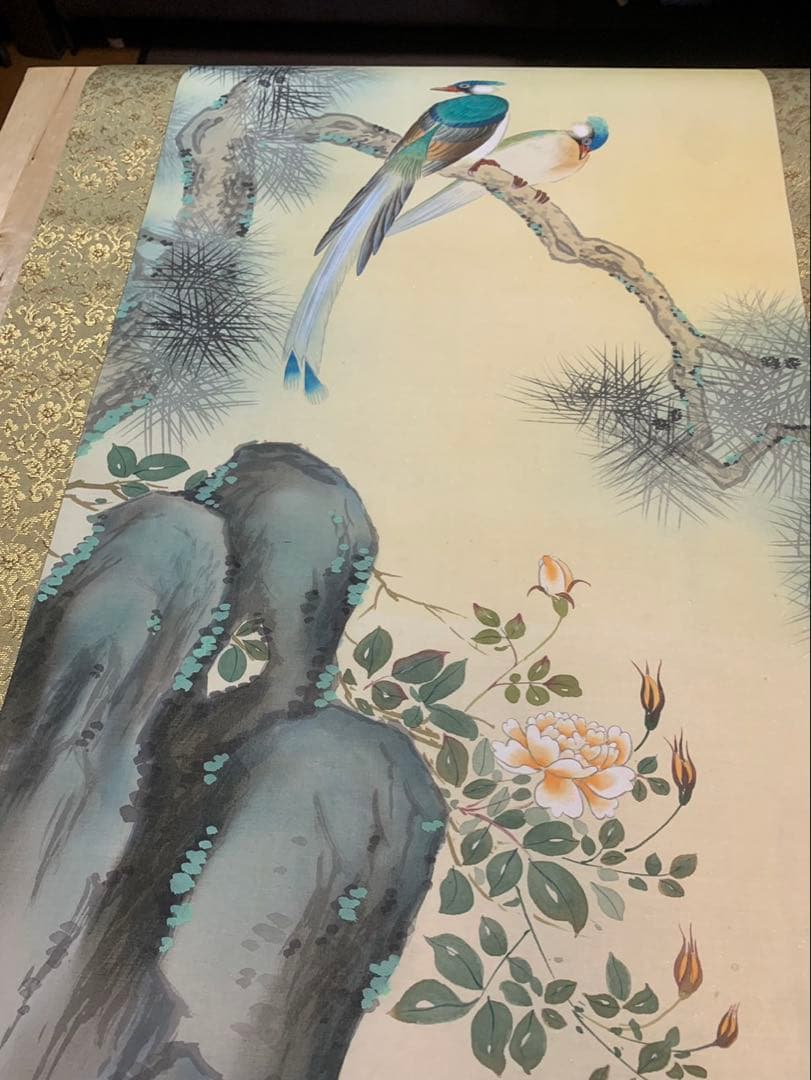 掛け軸 日本画 松に鳥 寿帯宿樹 共箱付き 床の間 縁起物♪ - メルカリ