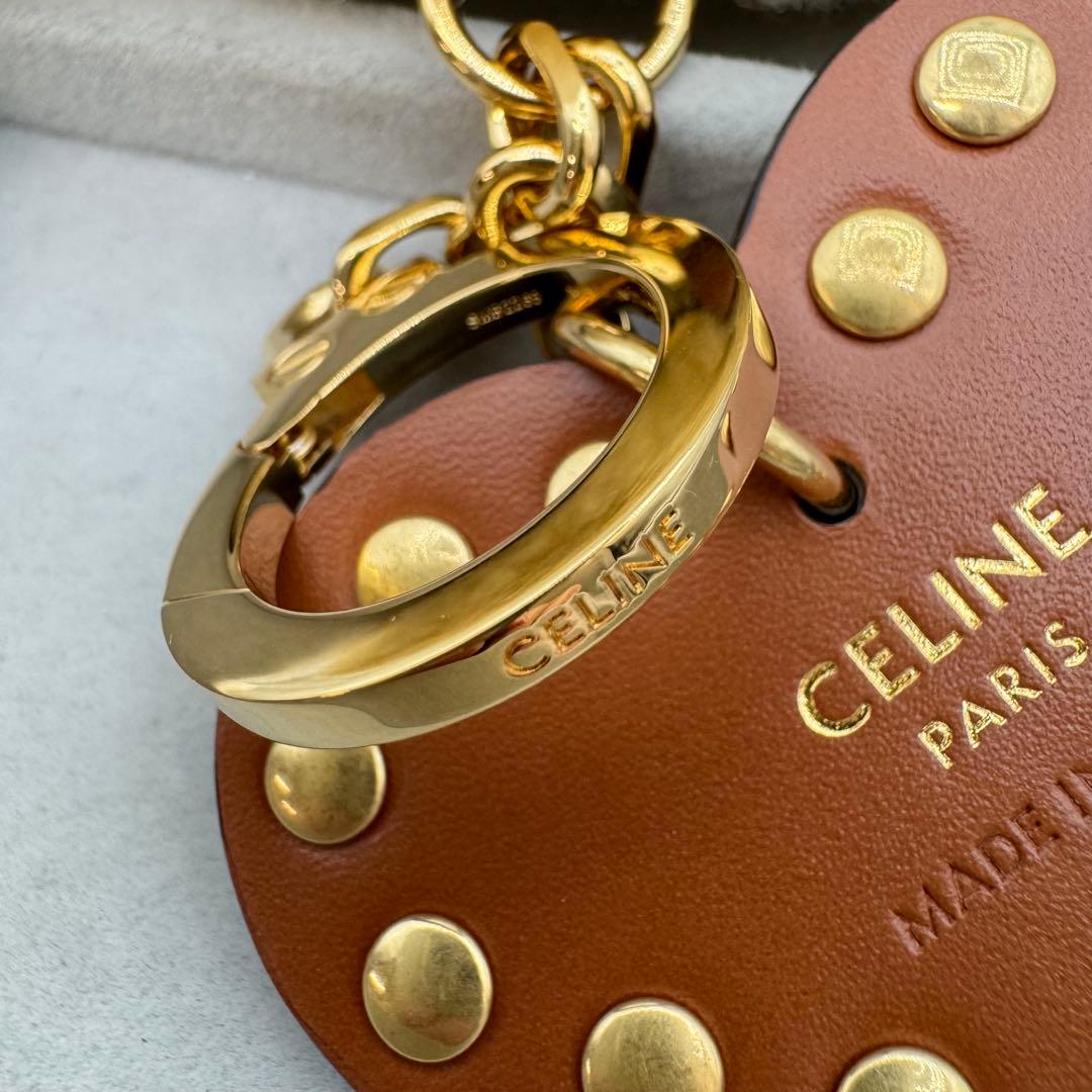 保管袋付き】CELINE トリオンフ ポンポンチャーム ハート ゴールドの