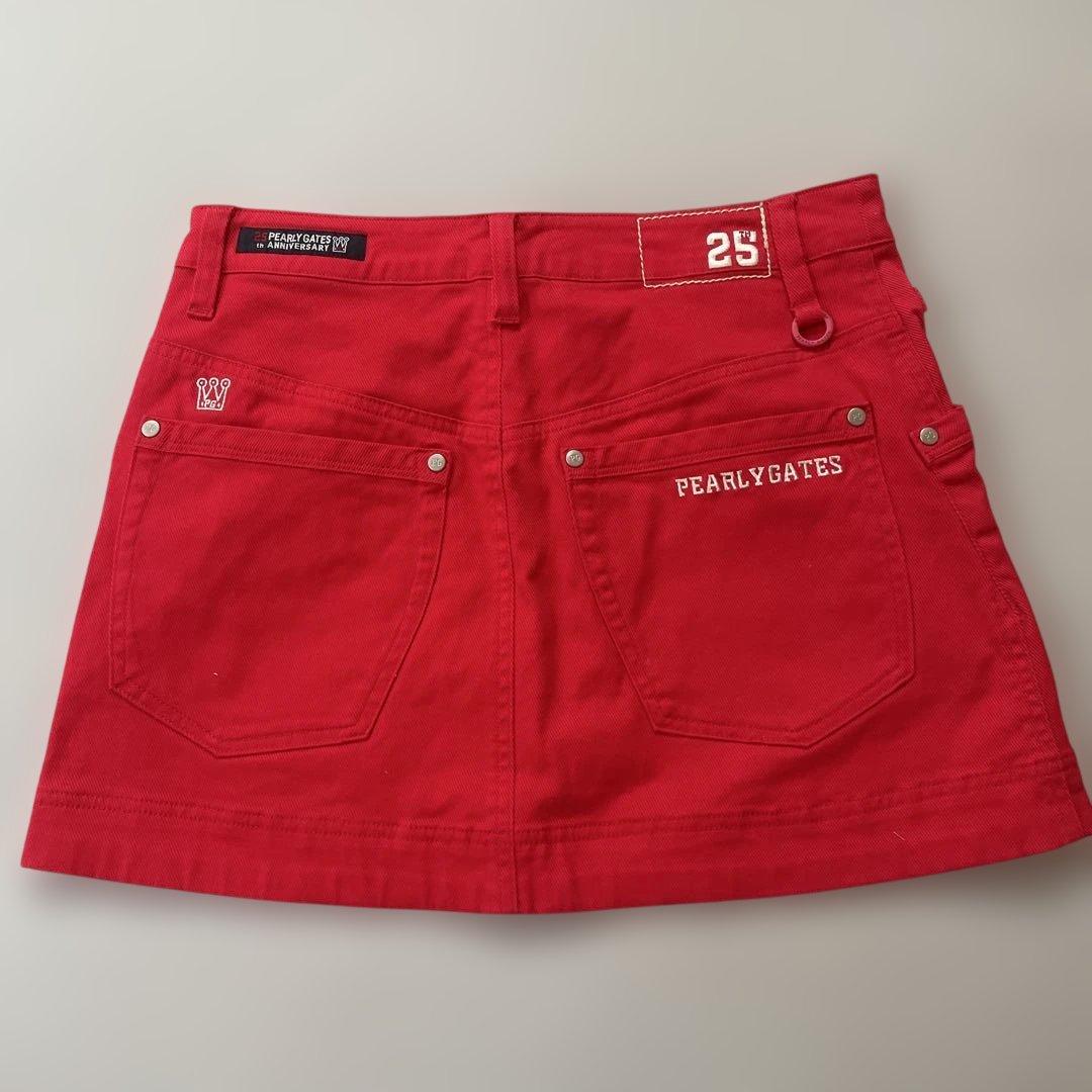 PEARLY GATES デニムスカート 25 レッド PEARLY GATES（パーリーゲイツ） スカート レッド×ネイビー 一部