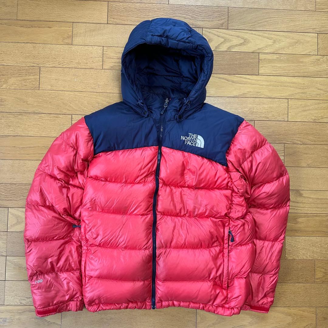 ノースフェイス ダウンジャケット メンズ100 L相当 レッド ネイビー