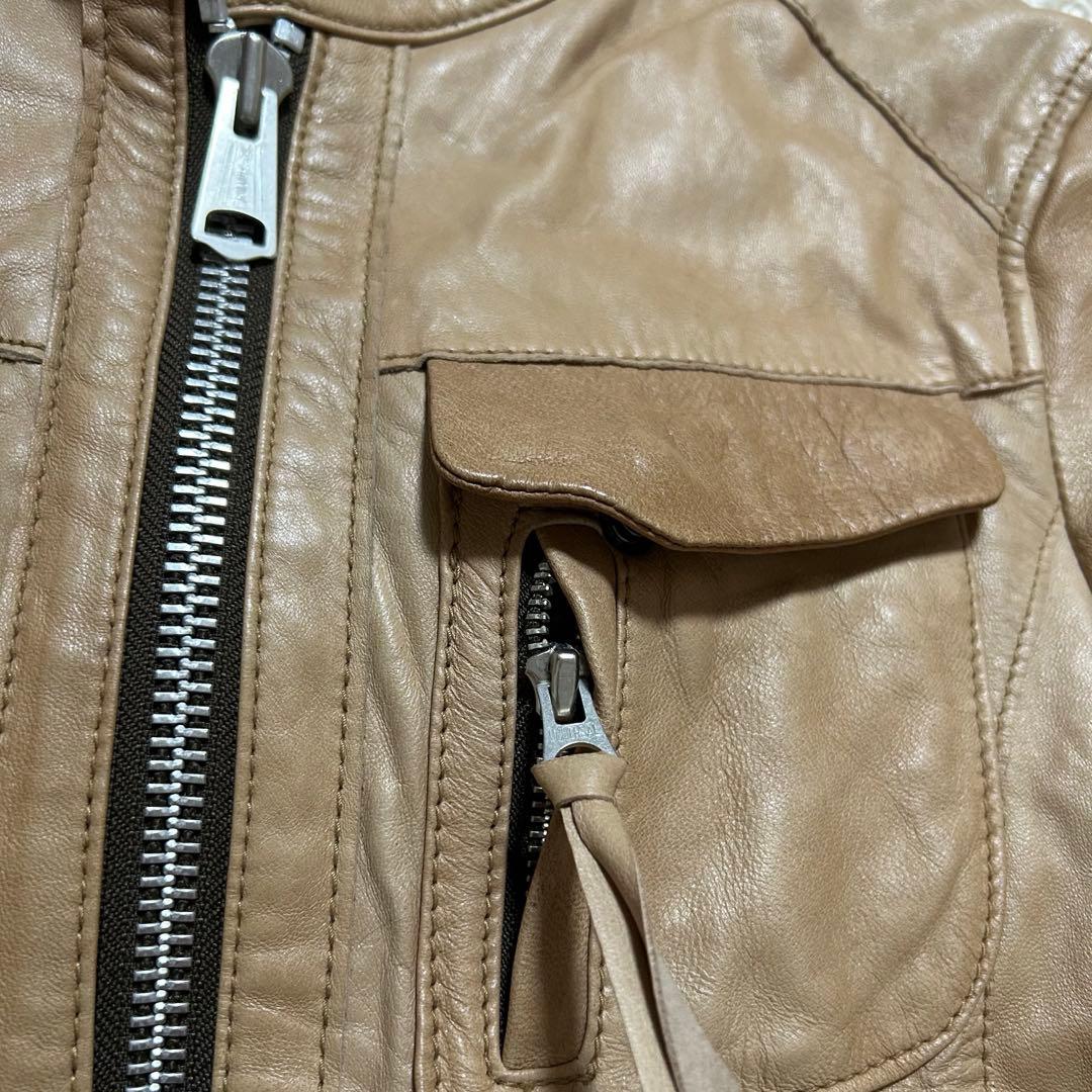 00s y2k 薄手 軽量 ダブルジップ ラムレザー ライダースジャケット