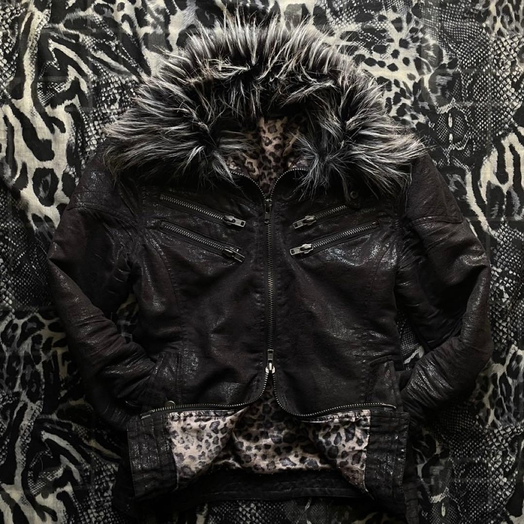 00s archive fur jacket leopard vicefairy - メルカリ