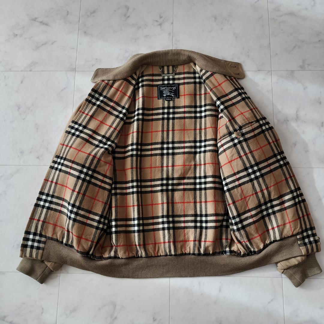 希少 90s バーバリー ラムウールハリントンジャケット M G9 ベージュ