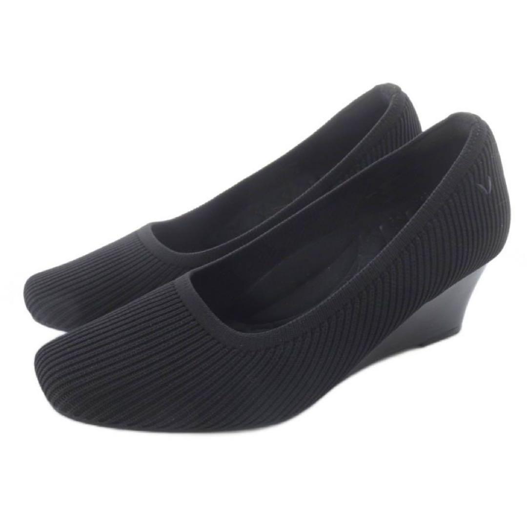 VIVAIA 黒 スクエアトゥパンプス ウェッジソール 36.5 【1回試着】 VIVAIA 黒 スクエアトゥパンプス ウェッジソール 36.5 【1回試着】