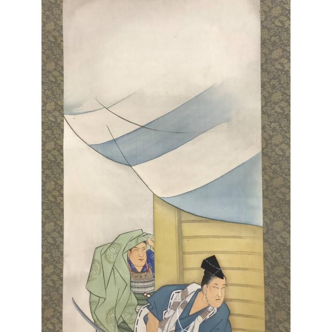 真作/栖雲/曾我兄弟の仇討ち/人物図/武者絵/掛軸/名家伝来/AK-777