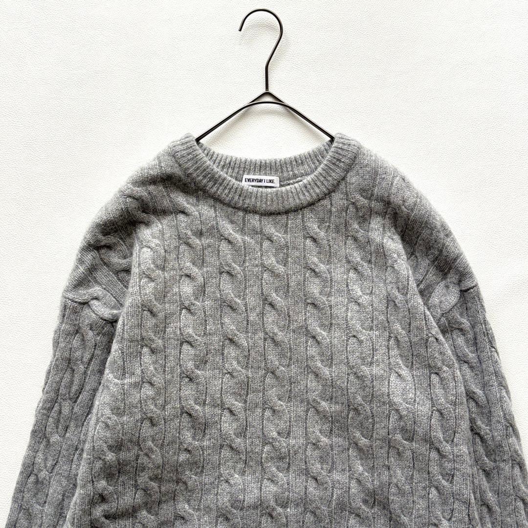 02341 エブリデイアイライク ケーブルニット カシミヤ混 グレー - メルカリ