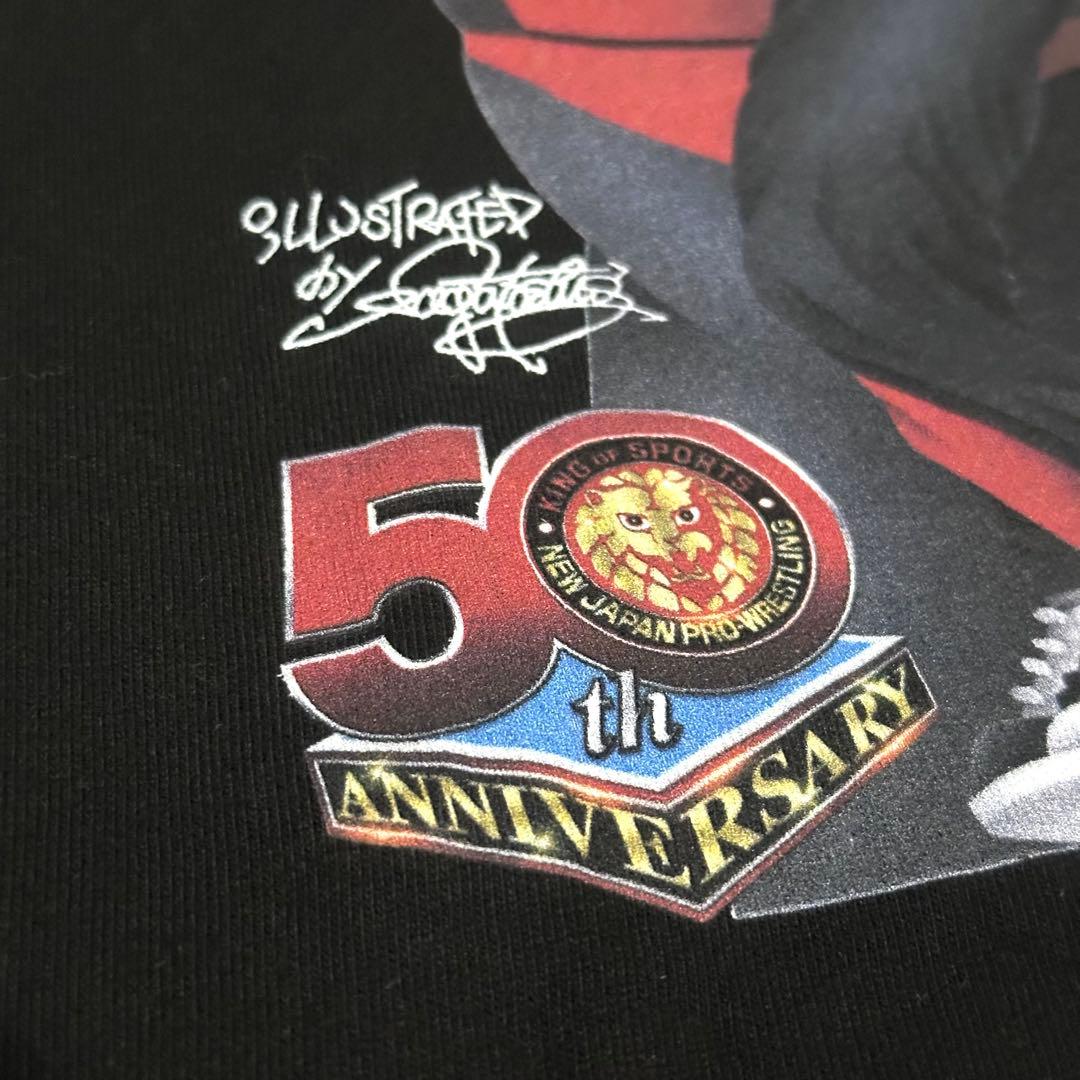 美品 新日本プロレス50周年記念 破壊王・橋本真也 イラスト Tシャツ