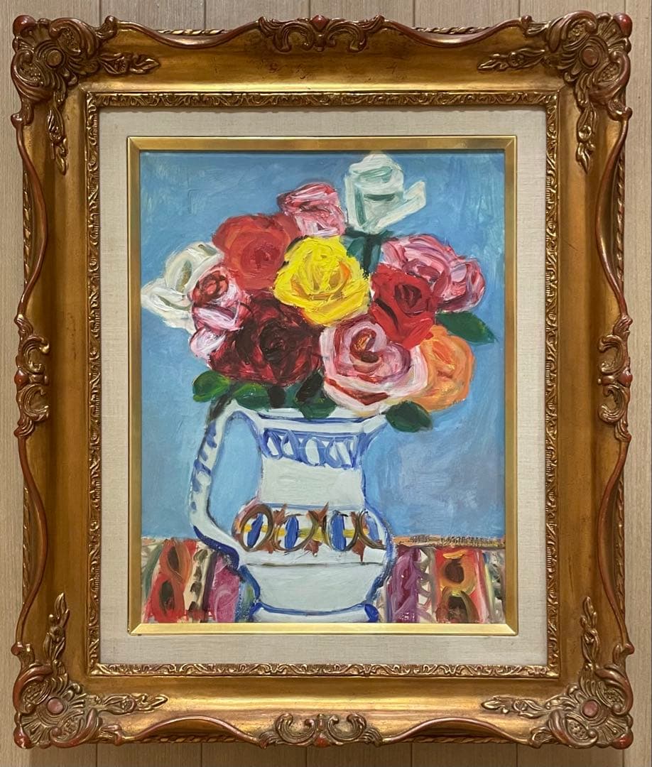 user_ac065686　朝比奈文雄　薔薇　油彩　6号 Amazon.co.jp: 値下げ即決【おたからや美術画廊】朝比奈文雄○薔薇