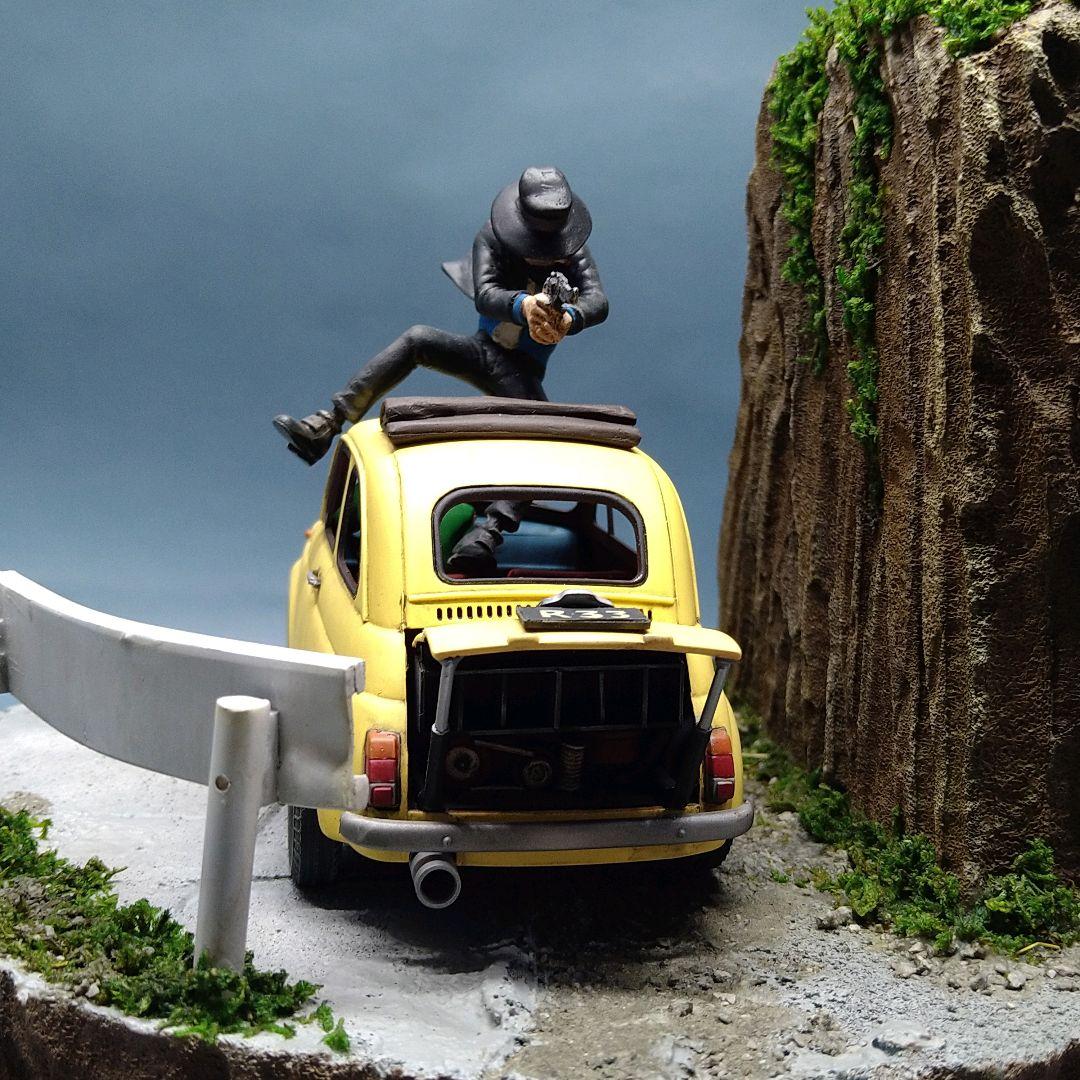 プラモデル ルパン三世 カリオストロの城 追跡 フィアット 塗装済み