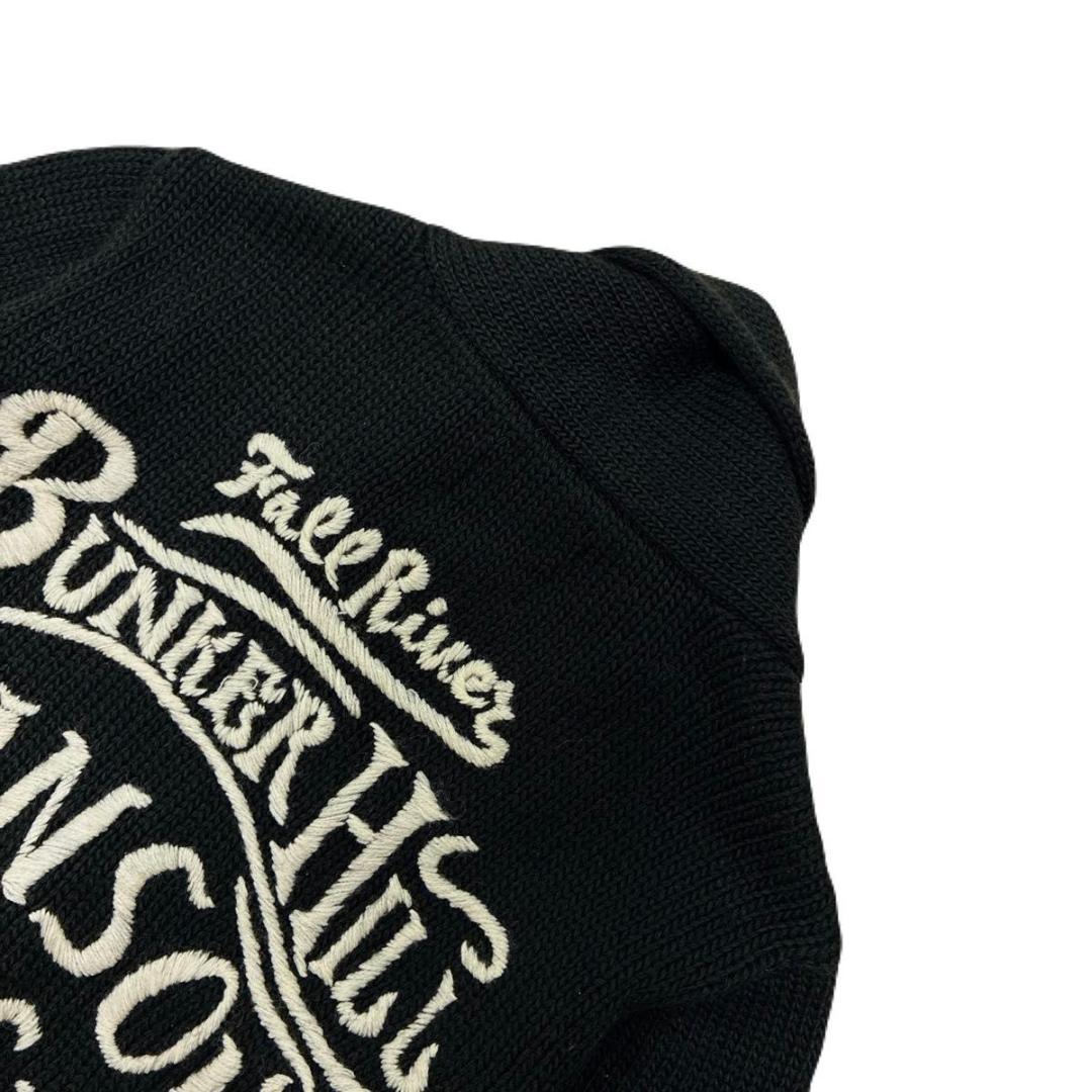 vanson バンソン ショールカラー カーディガン ワッペン 刺繍 黒 L