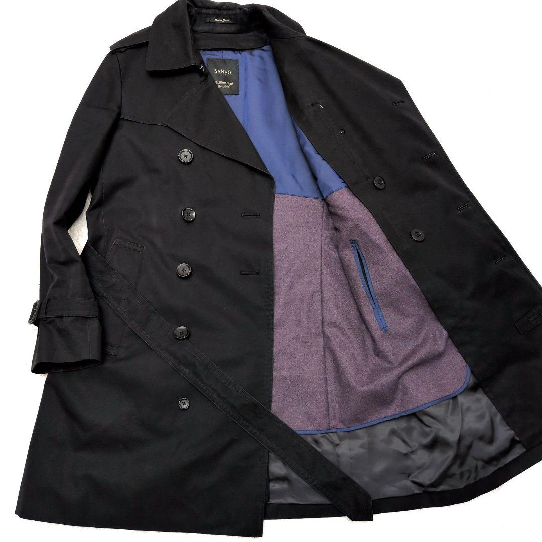 【美品 ライナー付き】サンヨー　100年コート　トレンチコート　水牛ボタン　黒 100年コート＞スタンダードモデル ダブルトレンチコート （その他