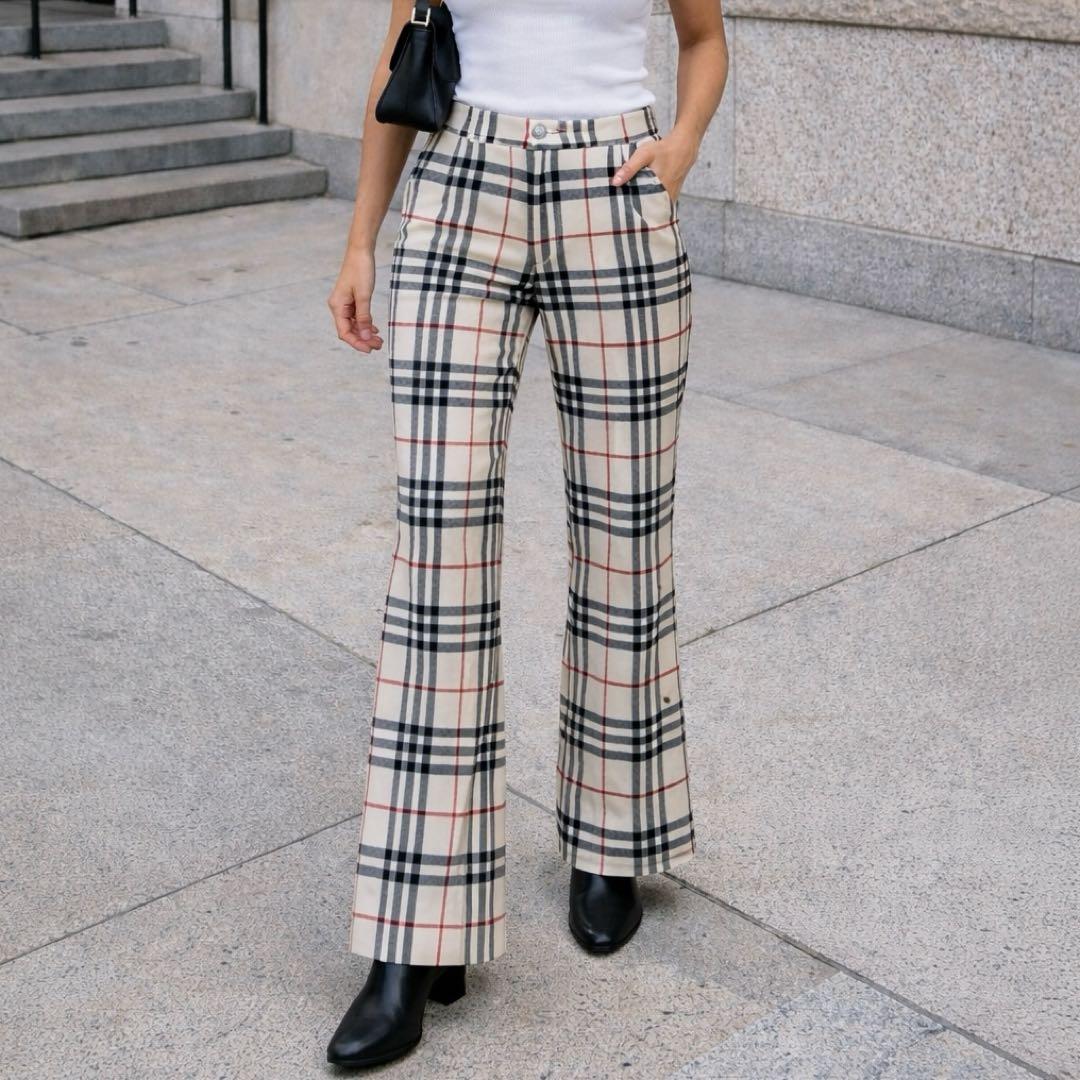 希少✨バーバリーブルーレーベル メガチェック フレアパンツ 34 Y2K