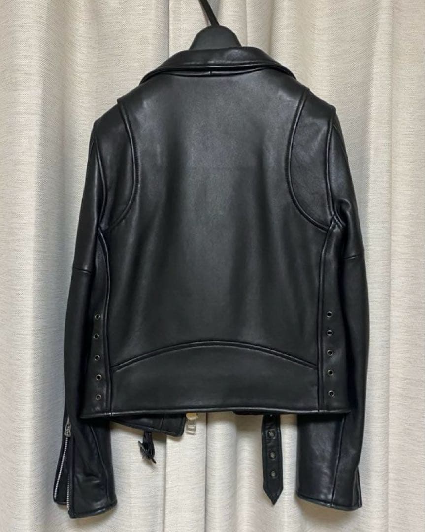 美品 NINE ラムレザー ダブルライダースジャケット 0 黒 - メルカリ
