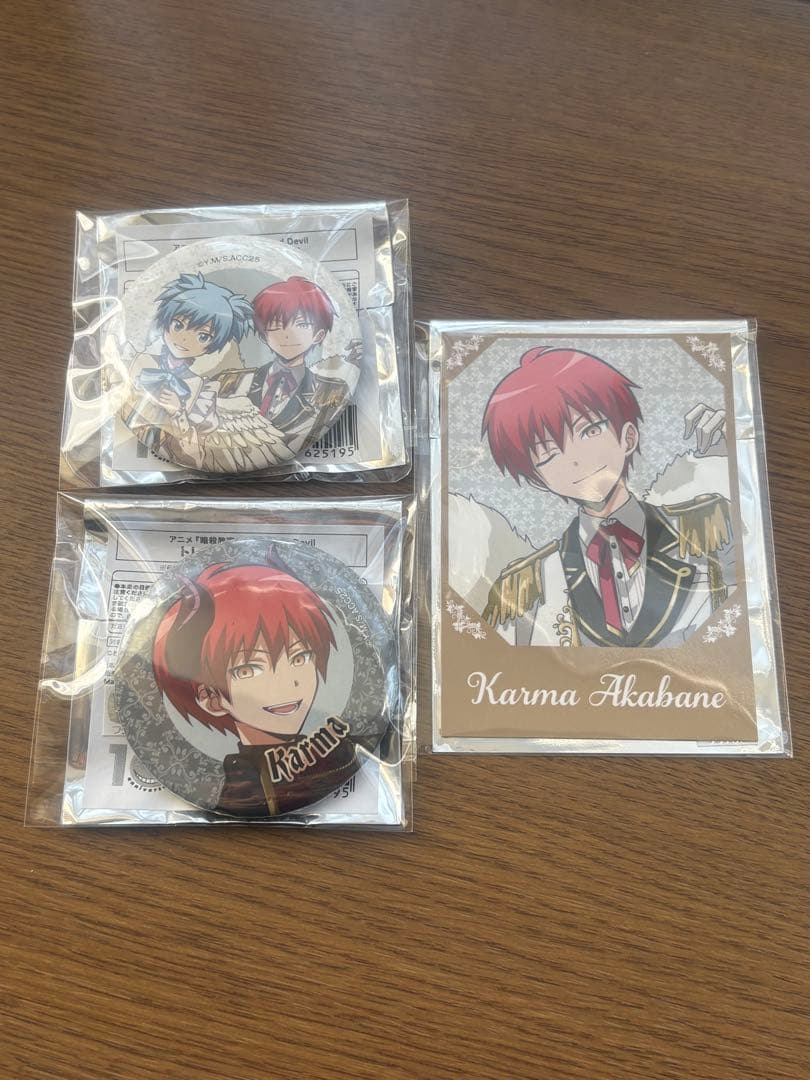 暗殺教室 ビックカメラ ソフマップ 缶バッジ カード潮田渚 赤羽業 悪魔