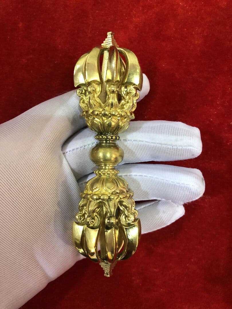 【修縁堂】チベット密教法器 九鈷金剛杵 九鈷杵 vajra 18.5cm 真鍮製