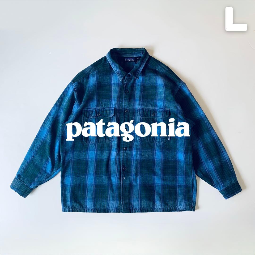 90s patagonia 雪なしオンブレヘビネルマチ付き香港製シャツ
