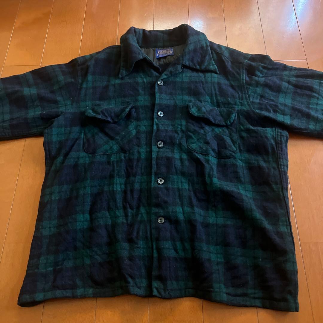 古着 ペンドルトン70s ブラックウォッチ ボードシャツ ウールシャツ L